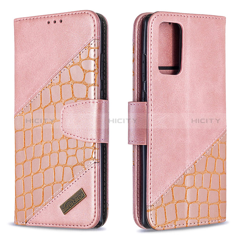 Custodia Portafoglio In Pelle Cover con Supporto B03F per Samsung Galaxy Note 20 5G Oro Rosa