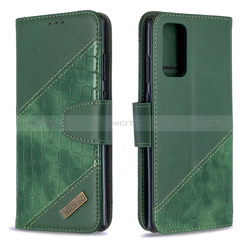 Custodia Portafoglio In Pelle Cover con Supporto B03F per Samsung Galaxy Note 20 5G Verde