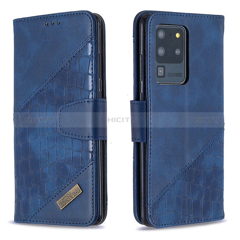 Custodia Portafoglio In Pelle Cover con Supporto B03F per Samsung Galaxy S20 Ultra Blu