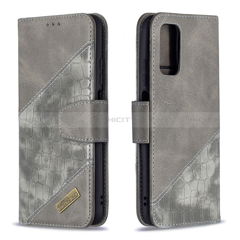 Custodia Portafoglio In Pelle Cover con Supporto B03F per Xiaomi Poco M3 Grigio Scuro