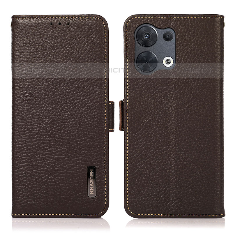 Custodia Portafoglio In Pelle Cover con Supporto B03H per Oppo Reno8 Pro 5G Marrone