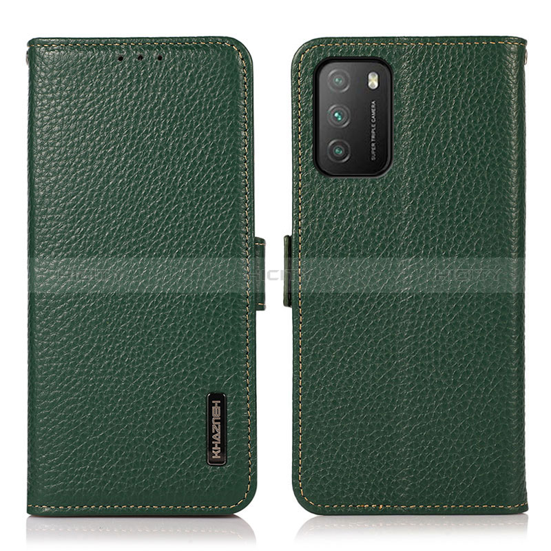 Custodia Portafoglio In Pelle Cover con Supporto B03H per Xiaomi Poco M3 Verde