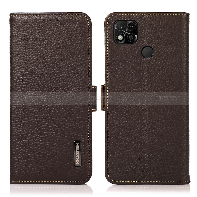 Custodia Portafoglio In Pelle Cover con Supporto B03H per Xiaomi Redmi 9 India Marrone