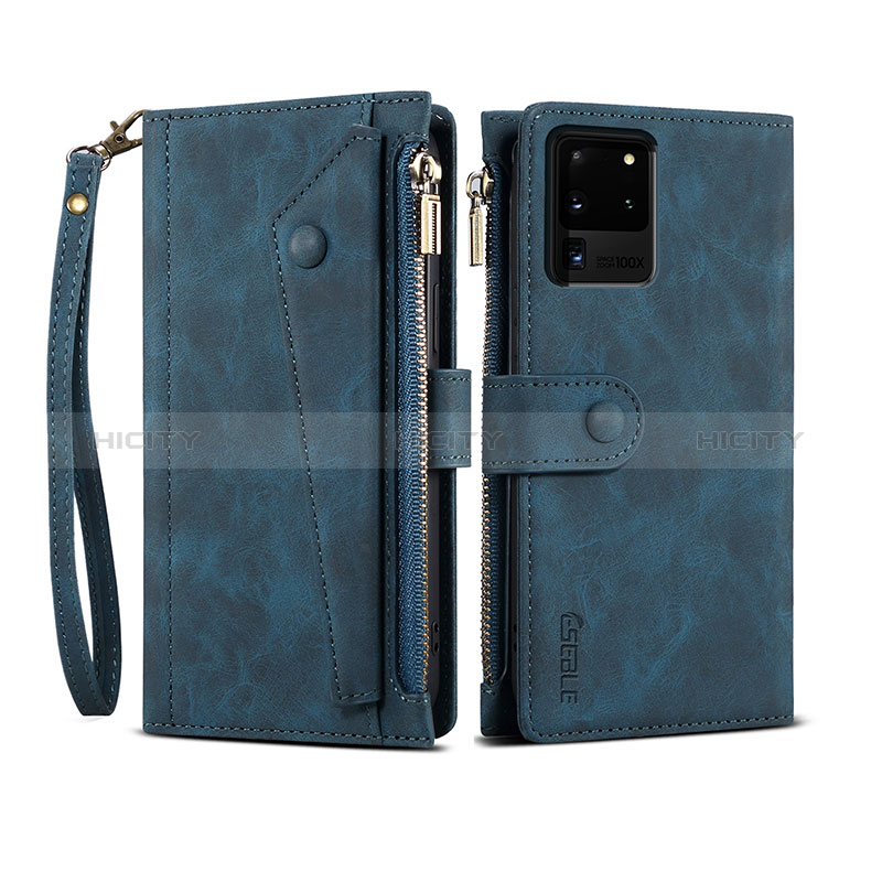 Custodia Portafoglio In Pelle Cover con Supporto B03S per Samsung Galaxy S20 Ultra 5G Blu