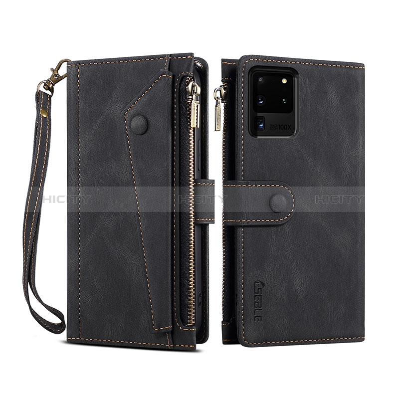 Custodia Portafoglio In Pelle Cover con Supporto B03S per Samsung Galaxy S20 Ultra Nero