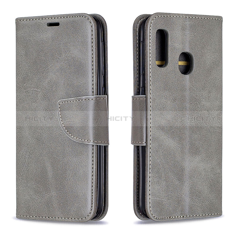 Custodia Portafoglio In Pelle Cover con Supporto B04F per Samsung Galaxy A20e Grigio