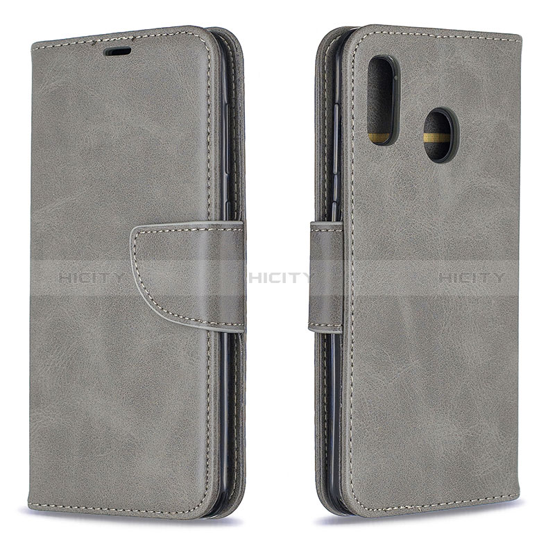 Custodia Portafoglio In Pelle Cover con Supporto B04F per Samsung Galaxy A30 Grigio