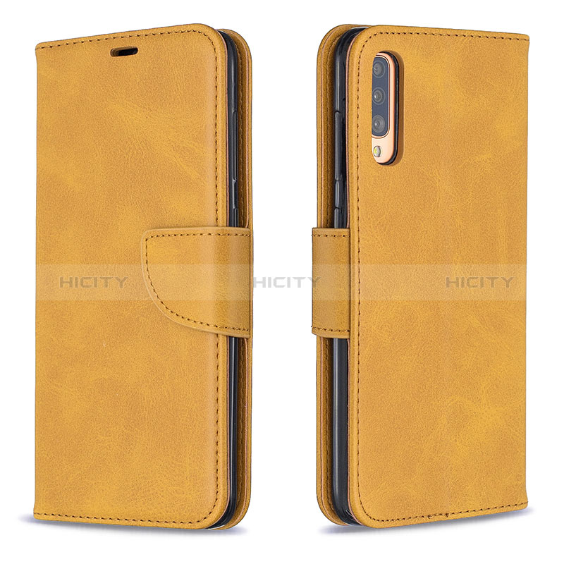 Custodia Portafoglio In Pelle Cover con Supporto B04F per Samsung Galaxy A70 Marrone Chiaro