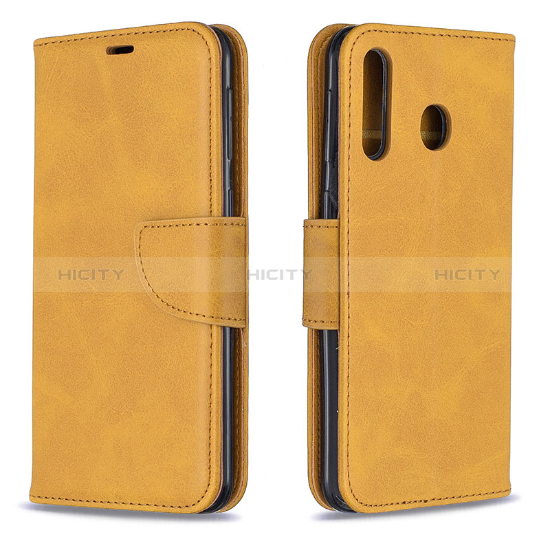 Custodia Portafoglio In Pelle Cover con Supporto B04F per Samsung Galaxy M30 Marrone Chiaro