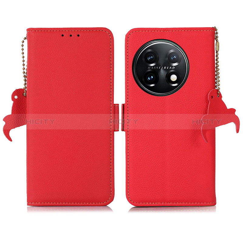 Custodia Portafoglio In Pelle Cover con Supporto B04H per OnePlus 11 5G Rosso