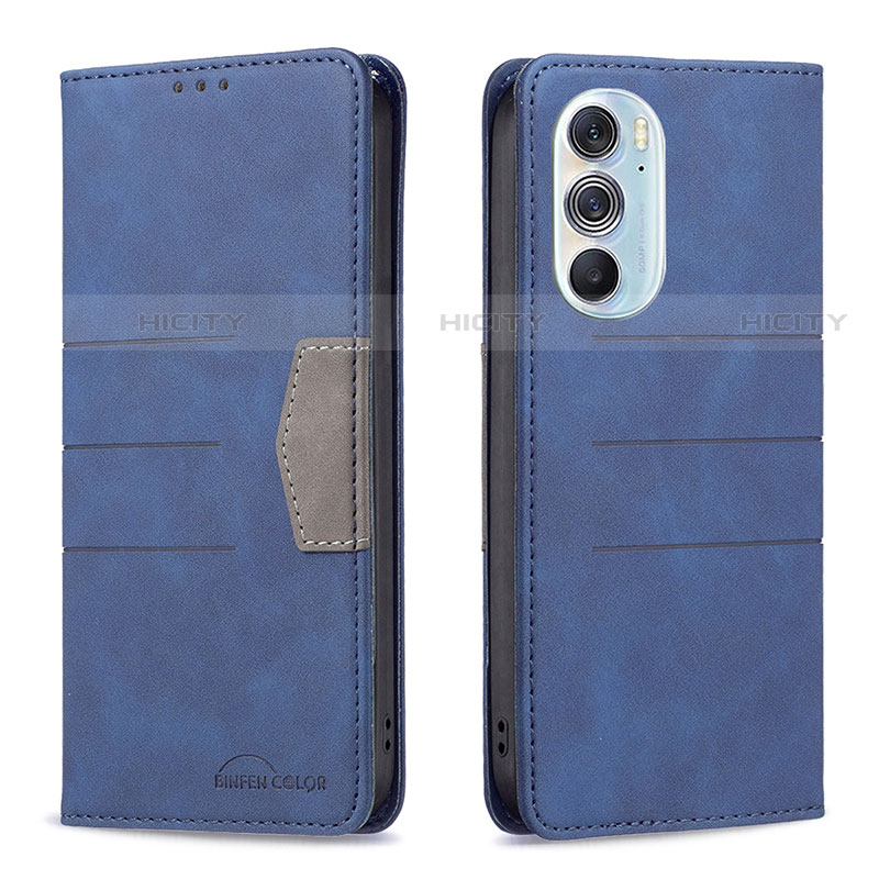 Custodia Portafoglio In Pelle Cover con Supporto B05F per Motorola Moto Edge X30 5G Blu