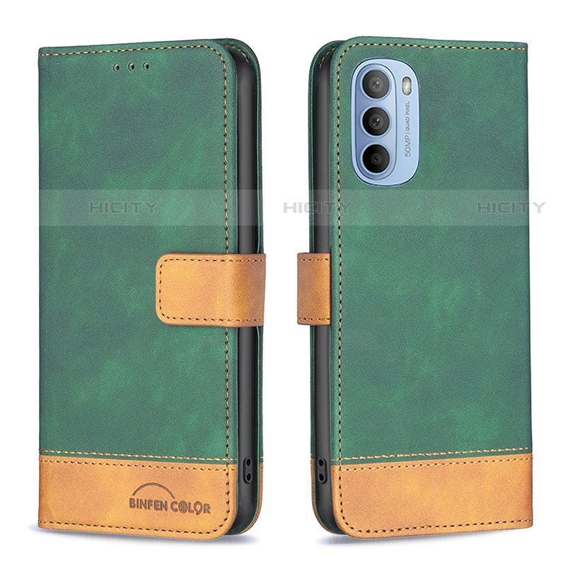 Custodia Portafoglio In Pelle Cover con Supporto B05F per Motorola Moto G41 Verde