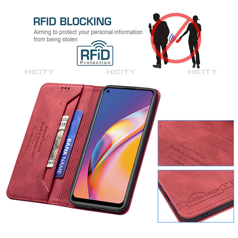 Custodia Portafoglio In Pelle Cover con Supporto B05F per Oppo F19 Pro