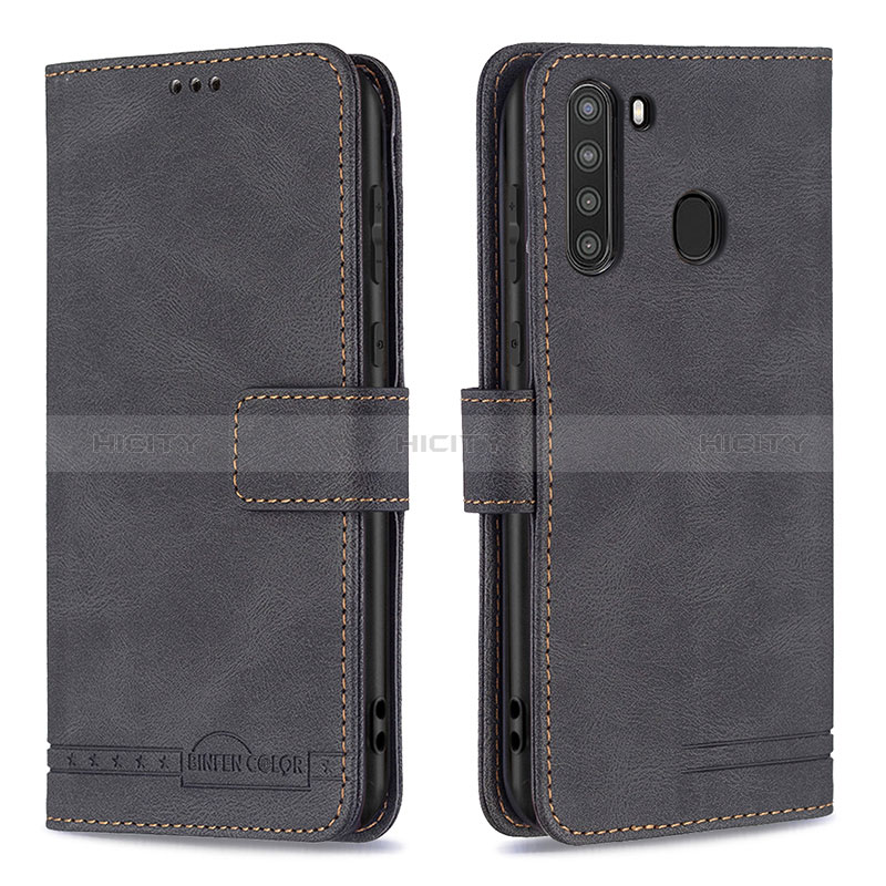 Custodia Portafoglio In Pelle Cover con Supporto B05F per Samsung Galaxy A21 Nero