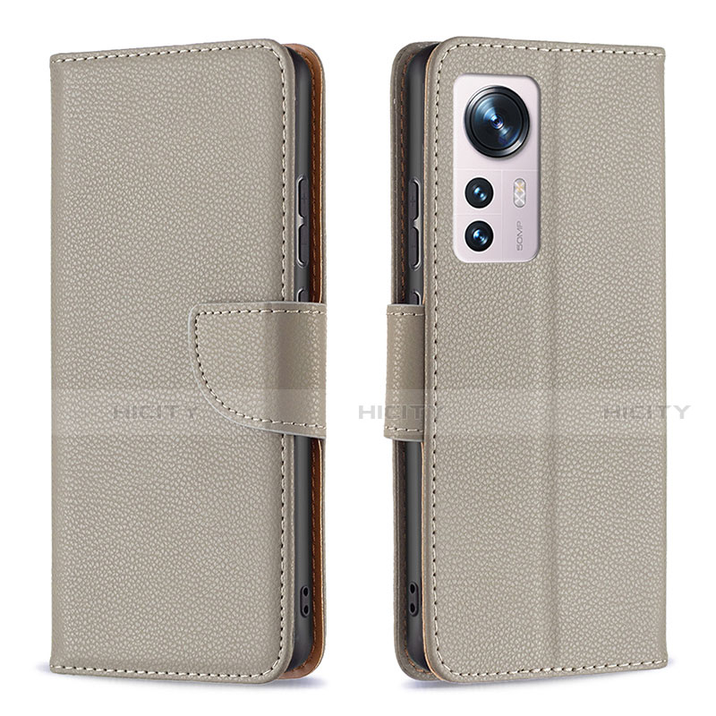 Custodia Portafoglio In Pelle Cover con Supporto B05F per Xiaomi Mi 12 5G Grigio