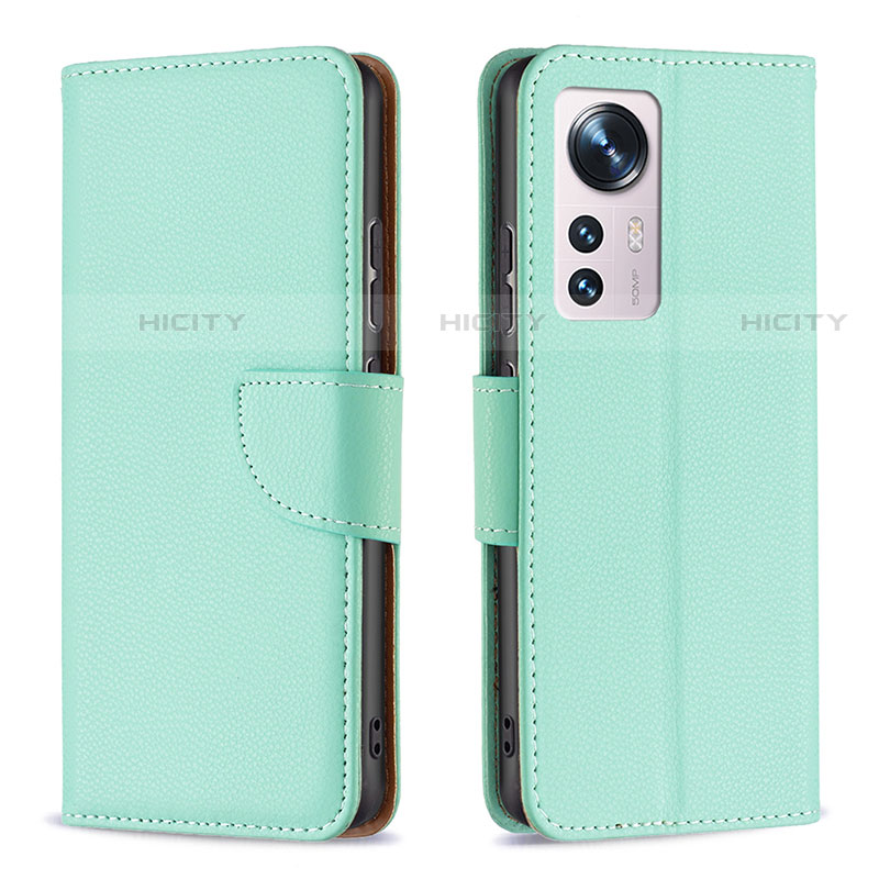 Custodia Portafoglio In Pelle Cover con Supporto B05F per Xiaomi Mi 12 Pro 5G Verde Pastello
