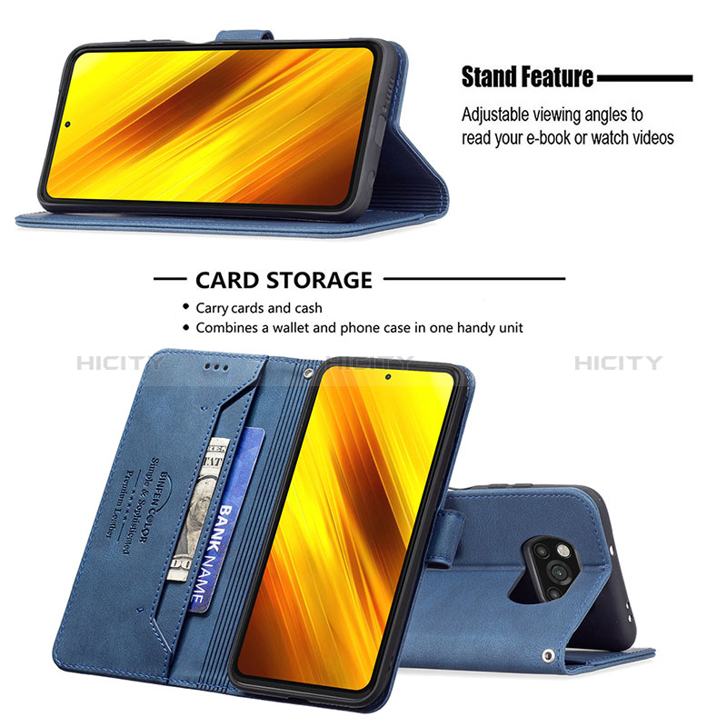 Custodia Portafoglio In Pelle Cover con Supporto B05F per Xiaomi Poco X3 NFC