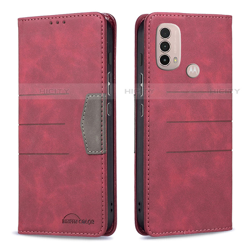 Custodia Portafoglio In Pelle Cover con Supporto B06F per Motorola Moto E20 Rosso