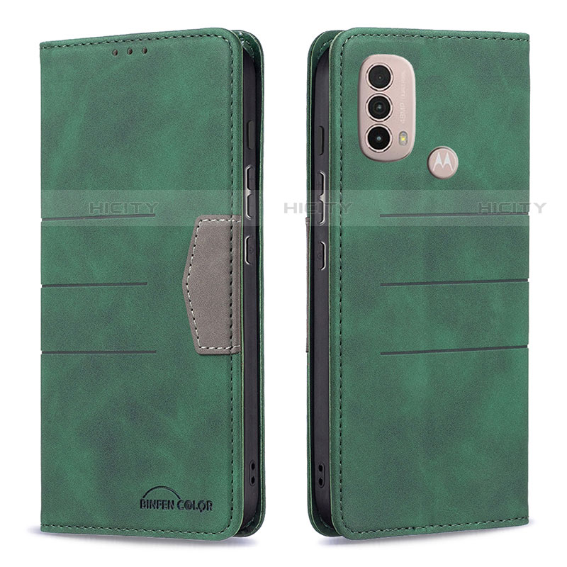 Custodia Portafoglio In Pelle Cover con Supporto B06F per Motorola Moto E20 Verde