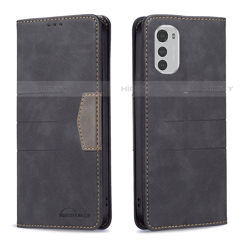 Custodia Portafoglio In Pelle Cover con Supporto B06F per Motorola Moto E32s Nero