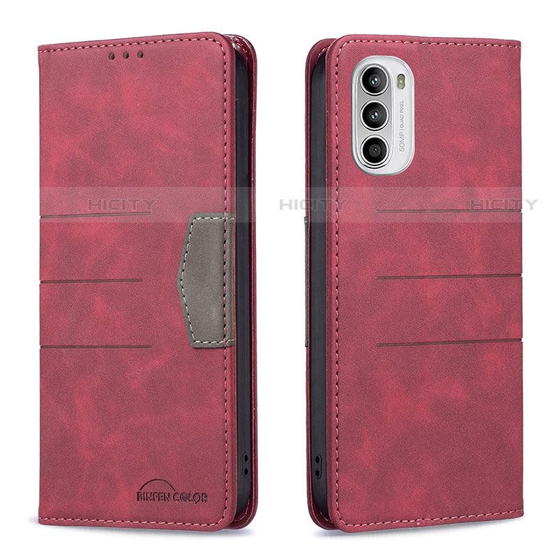 Custodia Portafoglio In Pelle Cover con Supporto B06F per Motorola MOTO G52 Rosso