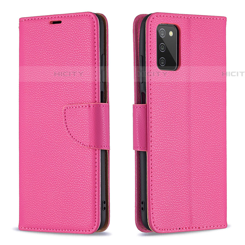 Custodia Portafoglio In Pelle Cover con Supporto B06F per Samsung Galaxy A03s Rosa Caldo