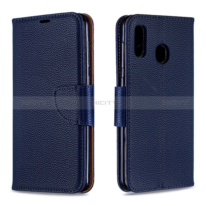 Custodia Portafoglio In Pelle Cover con Supporto B06F per Samsung Galaxy A20 Blu