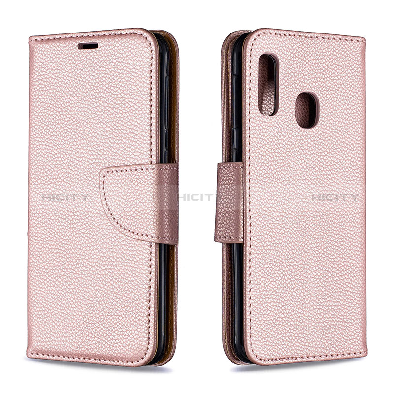 Custodia Portafoglio In Pelle Cover con Supporto B06F per Samsung Galaxy A20e Oro Rosa