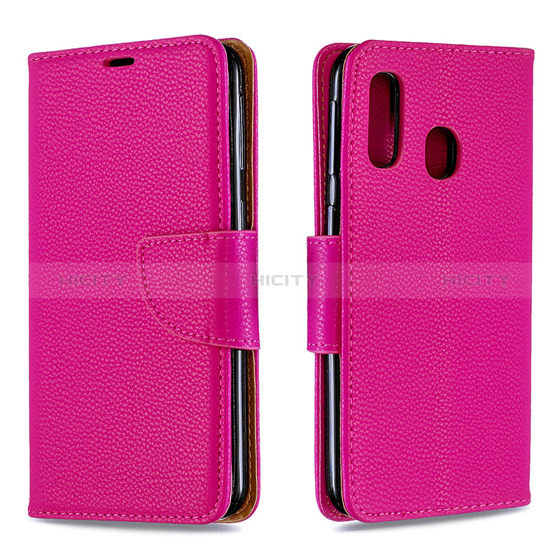 Custodia Portafoglio In Pelle Cover con Supporto B06F per Samsung Galaxy A40 Rosa Caldo