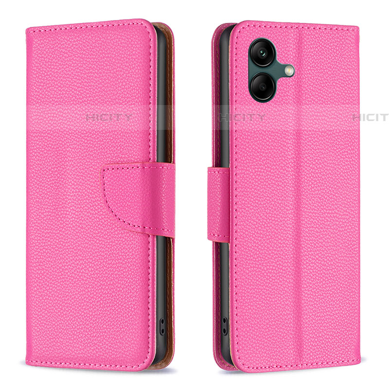 Custodia Portafoglio In Pelle Cover con Supporto B06F per Samsung Galaxy F04 Rosa Caldo