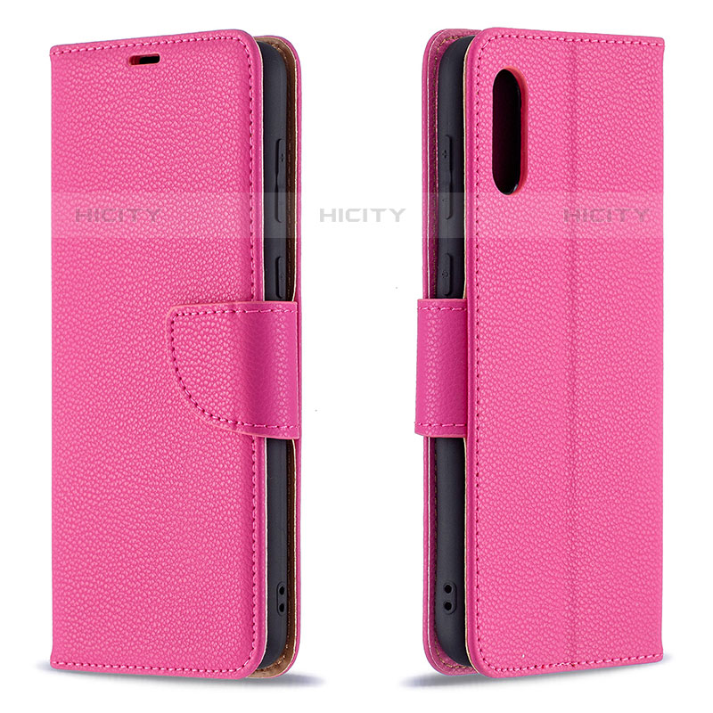 Custodia Portafoglio In Pelle Cover con Supporto B06F per Samsung Galaxy M02 Rosa Caldo