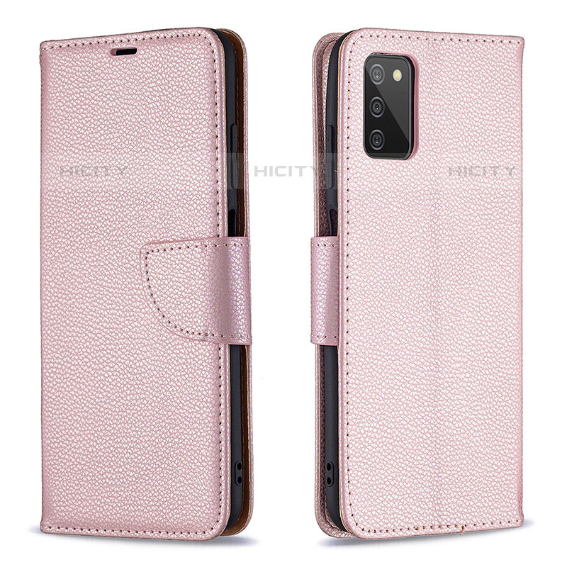Custodia Portafoglio In Pelle Cover con Supporto B06F per Samsung Galaxy M02s Oro Rosa