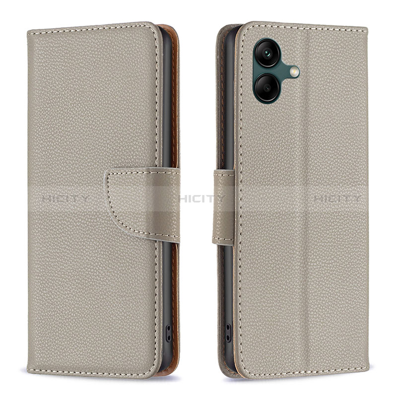 Custodia Portafoglio In Pelle Cover con Supporto B06F per Samsung Galaxy M04 Grigio