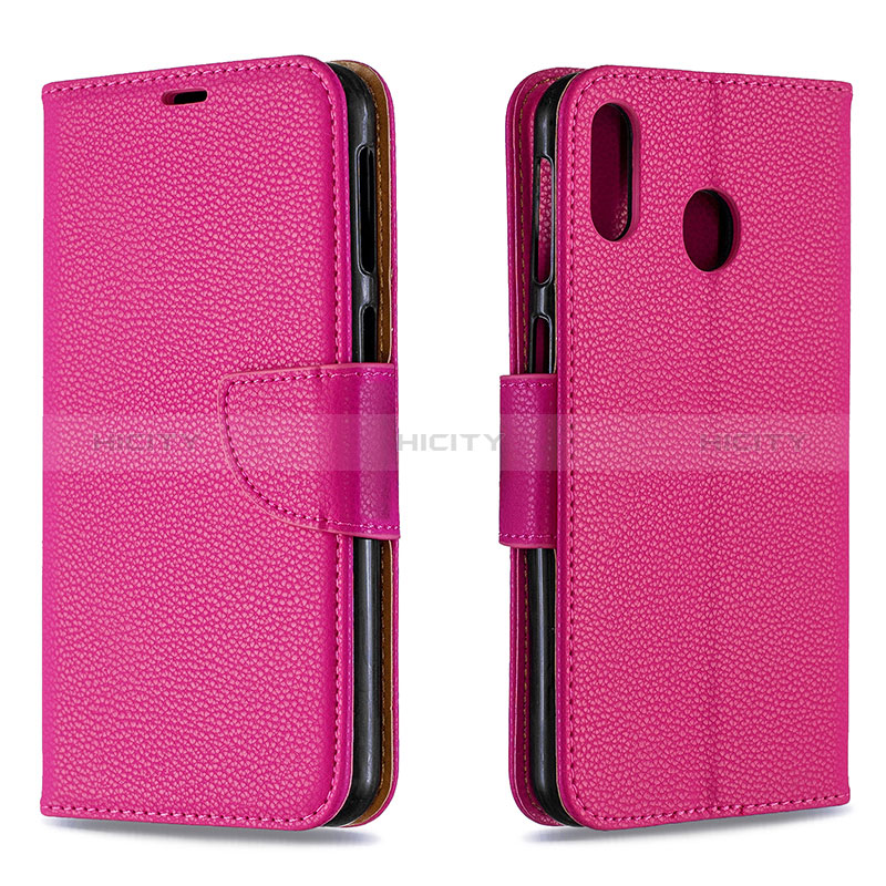 Custodia Portafoglio In Pelle Cover con Supporto B06F per Samsung Galaxy M20 Rosa Caldo