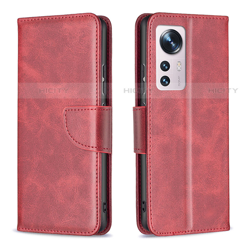 Custodia Portafoglio In Pelle Cover con Supporto B06F per Xiaomi Mi 12 Pro 5G Rosso