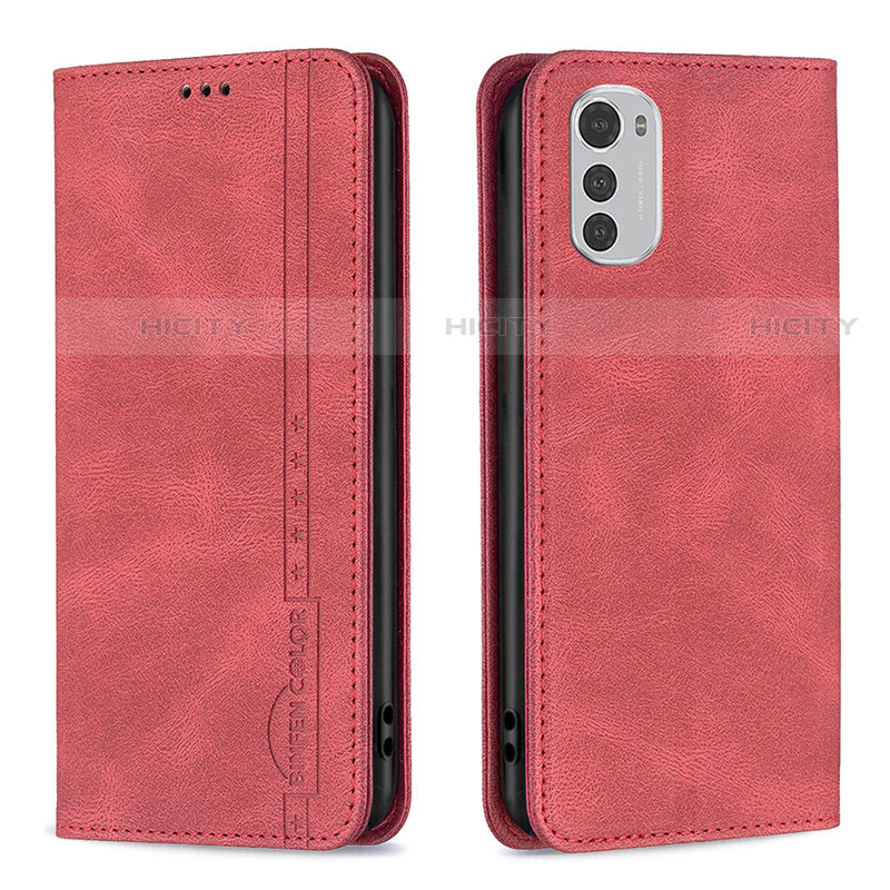 Custodia Portafoglio In Pelle Cover con Supporto B07F per Motorola Moto E32s Rosso