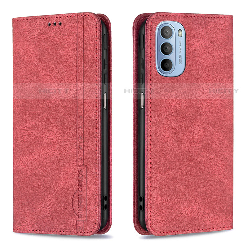 Custodia Portafoglio In Pelle Cover con Supporto B07F per Motorola Moto G41 Rosso