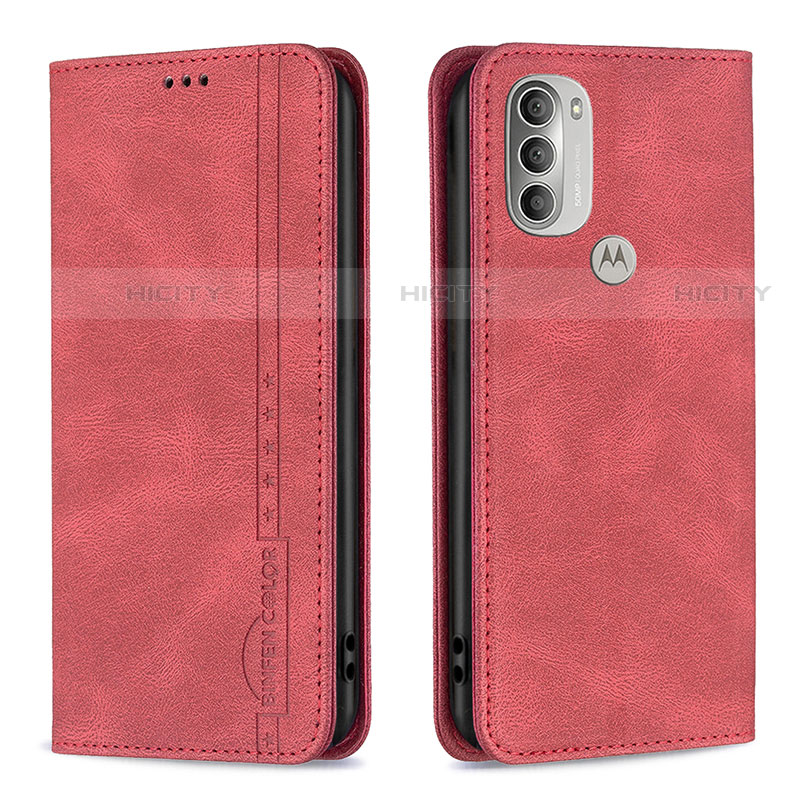 Custodia Portafoglio In Pelle Cover con Supporto B07F per Motorola Moto G51 5G Rosso