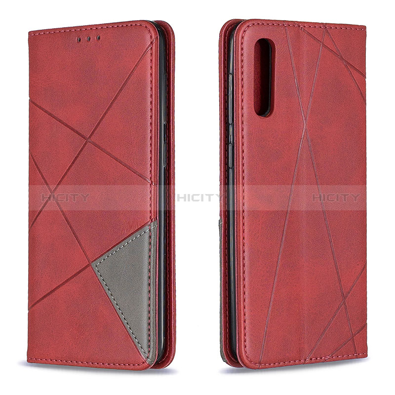 Custodia Portafoglio In Pelle Cover con Supporto B07F per Samsung Galaxy A50 Rosso