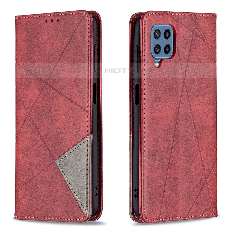 Custodia Portafoglio In Pelle Cover con Supporto B07F per Samsung Galaxy M32 4G Rosso