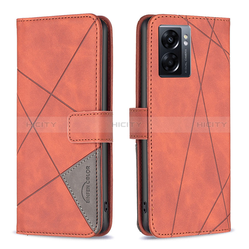 Custodia Portafoglio In Pelle Cover con Supporto B08F per Oppo A56S 5G Arancione