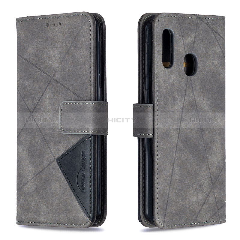 Custodia Portafoglio In Pelle Cover con Supporto B08F per Samsung Galaxy A20e Grigio