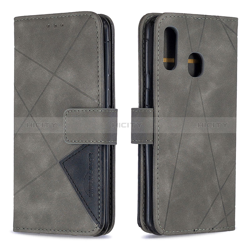 Custodia Portafoglio In Pelle Cover con Supporto B08F per Samsung Galaxy A40 Grigio