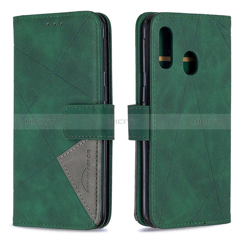 Custodia Portafoglio In Pelle Cover con Supporto B08F per Samsung Galaxy A40 Verde