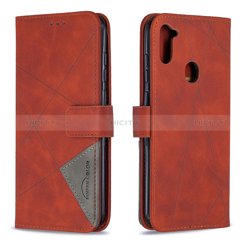 Custodia Portafoglio In Pelle Cover con Supporto B08F per Samsung Galaxy M11 Arancione