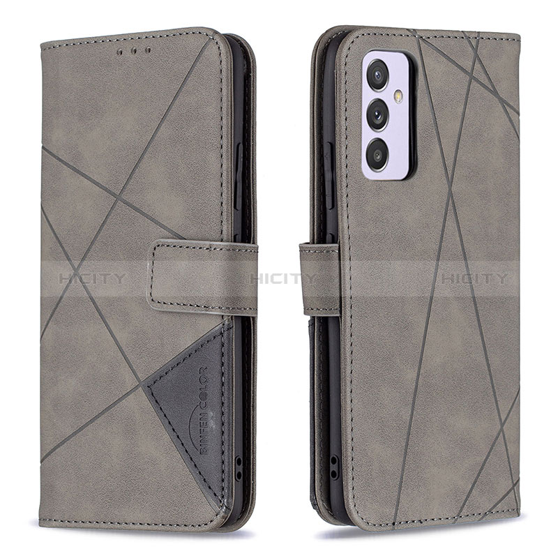 Custodia Portafoglio In Pelle Cover con Supporto B08F per Samsung Galaxy Quantum2 5G Grigio