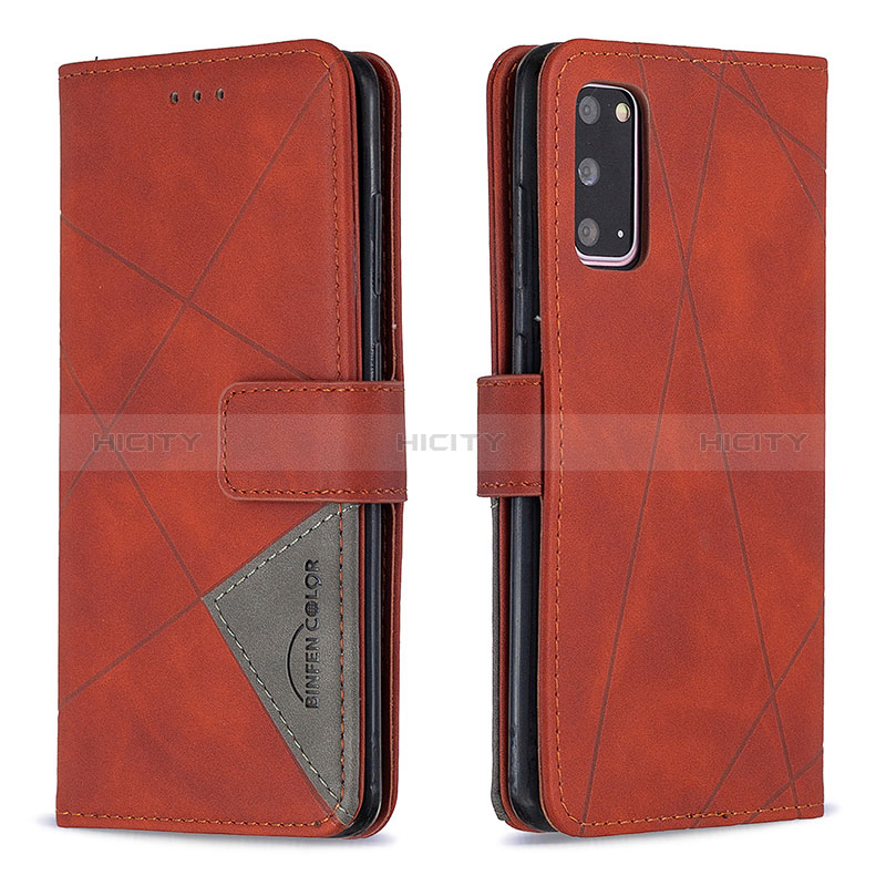 Custodia Portafoglio In Pelle Cover con Supporto B08F per Samsung Galaxy S20 Arancione