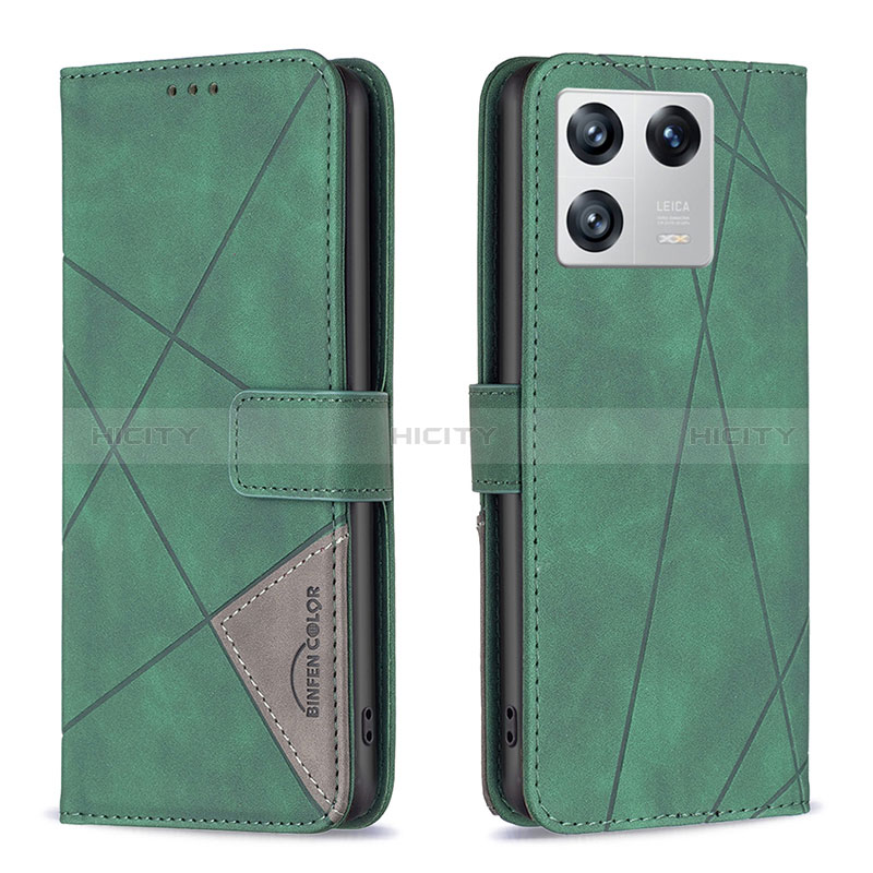 Custodia Portafoglio In Pelle Cover con Supporto B08F per Xiaomi Mi 13 5G Verde