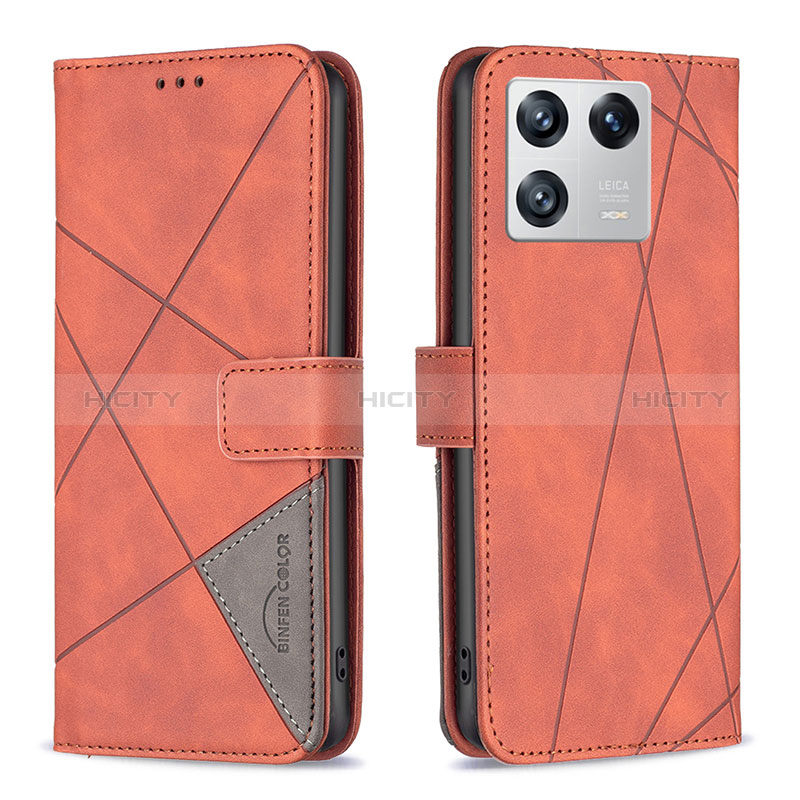 Custodia Portafoglio In Pelle Cover con Supporto B08F per Xiaomi Mi 13 Pro 5G Arancione