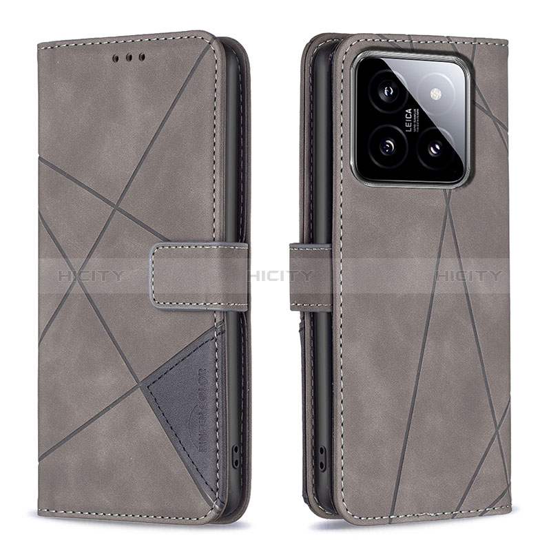 Custodia Portafoglio In Pelle Cover con Supporto B08F per Xiaomi Mi 14 Pro 5G Grigio